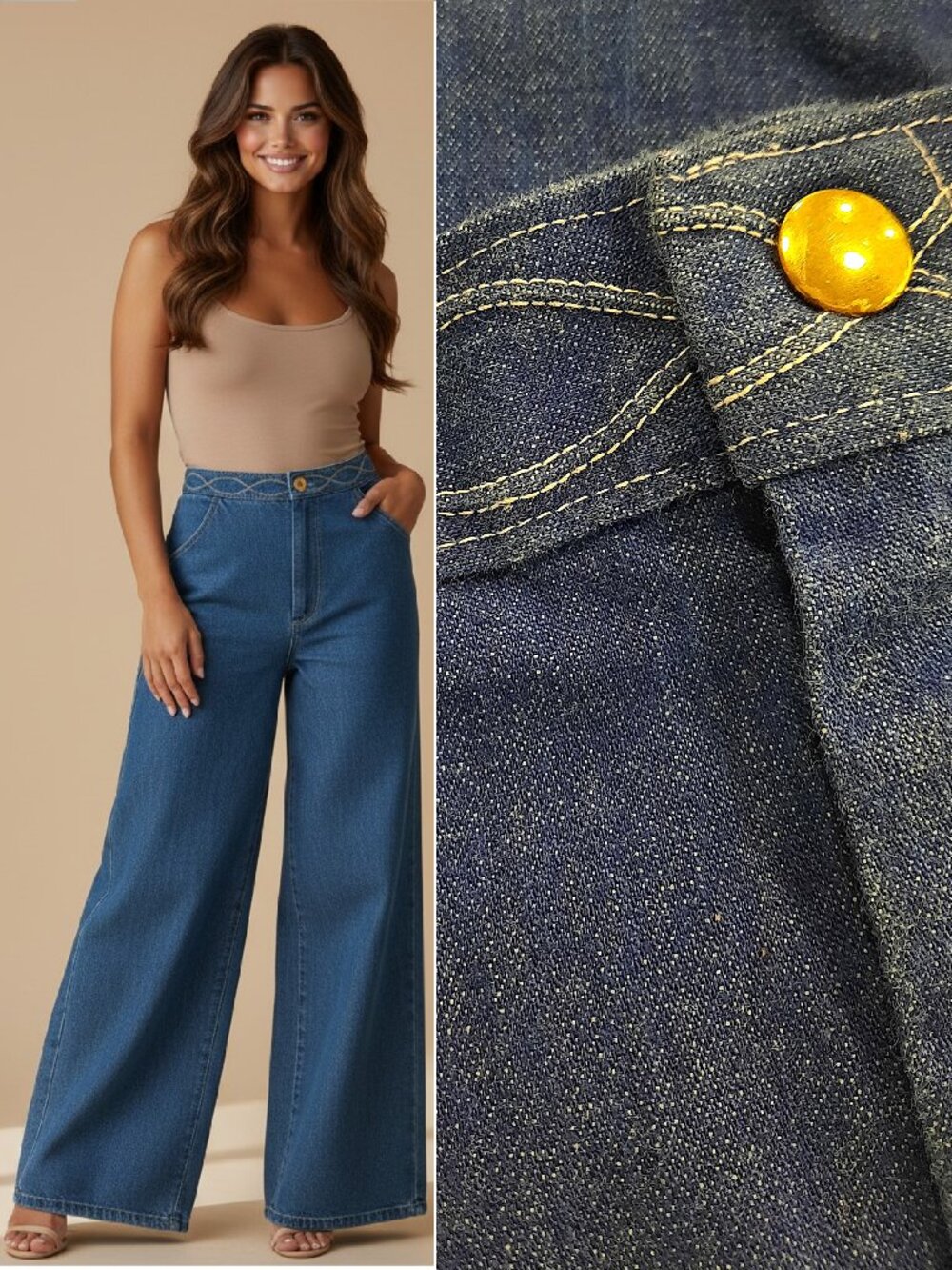 Vtg 60s handmade wide leg jeans - Picture 1 of 10